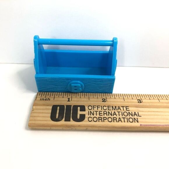 doll blue tool box  with b and horse shoe detail on sides 1.5 inches - Picture 6 of 6